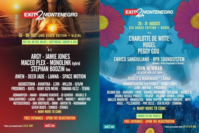EXIT 2 Montenegro - dva besplatna festivala u Crnoj Gori, ovog ljeta